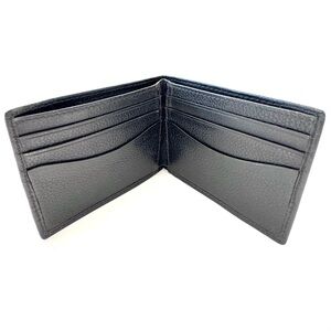 J Crew Black Pebbled Leather Billfold Wallet Classic Bifold Card & Cash Holder